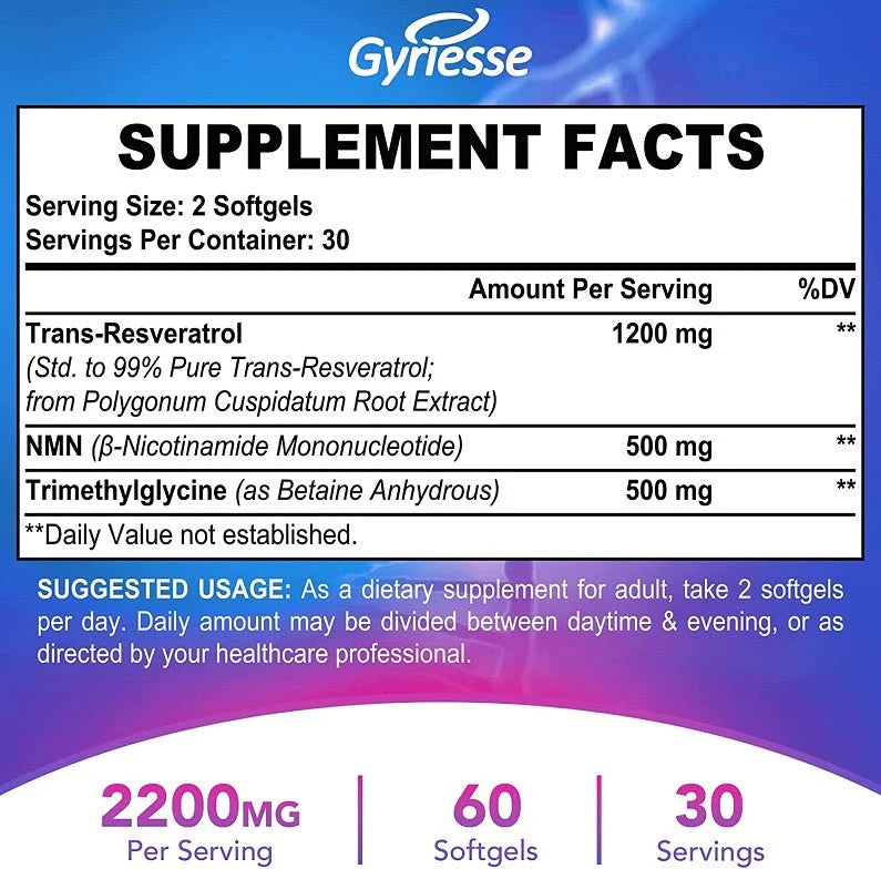 Gyriesse NMN + Resveratrol + TMG 2200mg